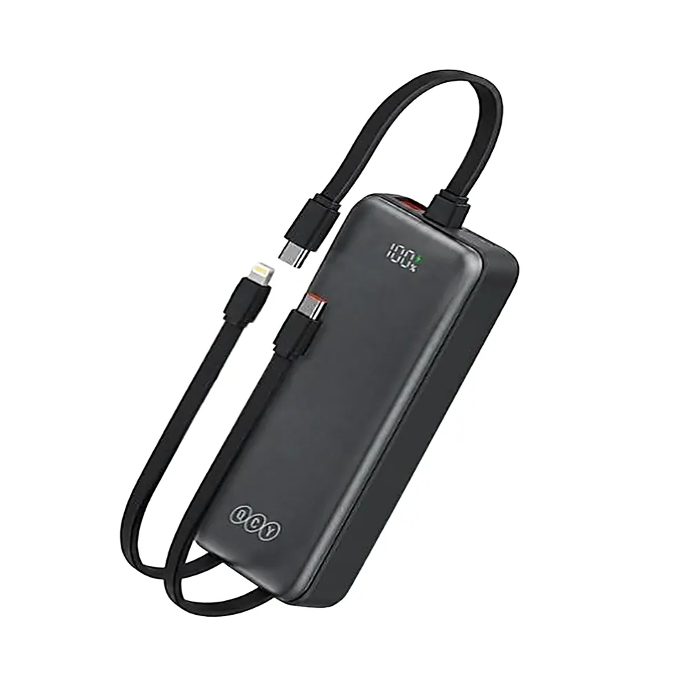 QCY PB10H 10000mAh Power Bank with 3 Built-in Cables